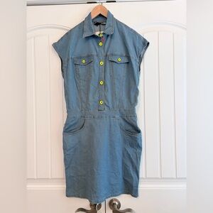 Love‎ Moschino NWT Women's Blue Cap Sleeve Dress Neon Buttons Size 8